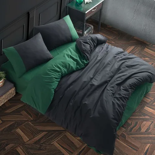 QUILT COVER KIT Black Emerald Ranforce Double Personality-1 duvet cover (200x220 cm) -1 fitted sheet (230x260 cm) -2 pillow case (50x70 cm)