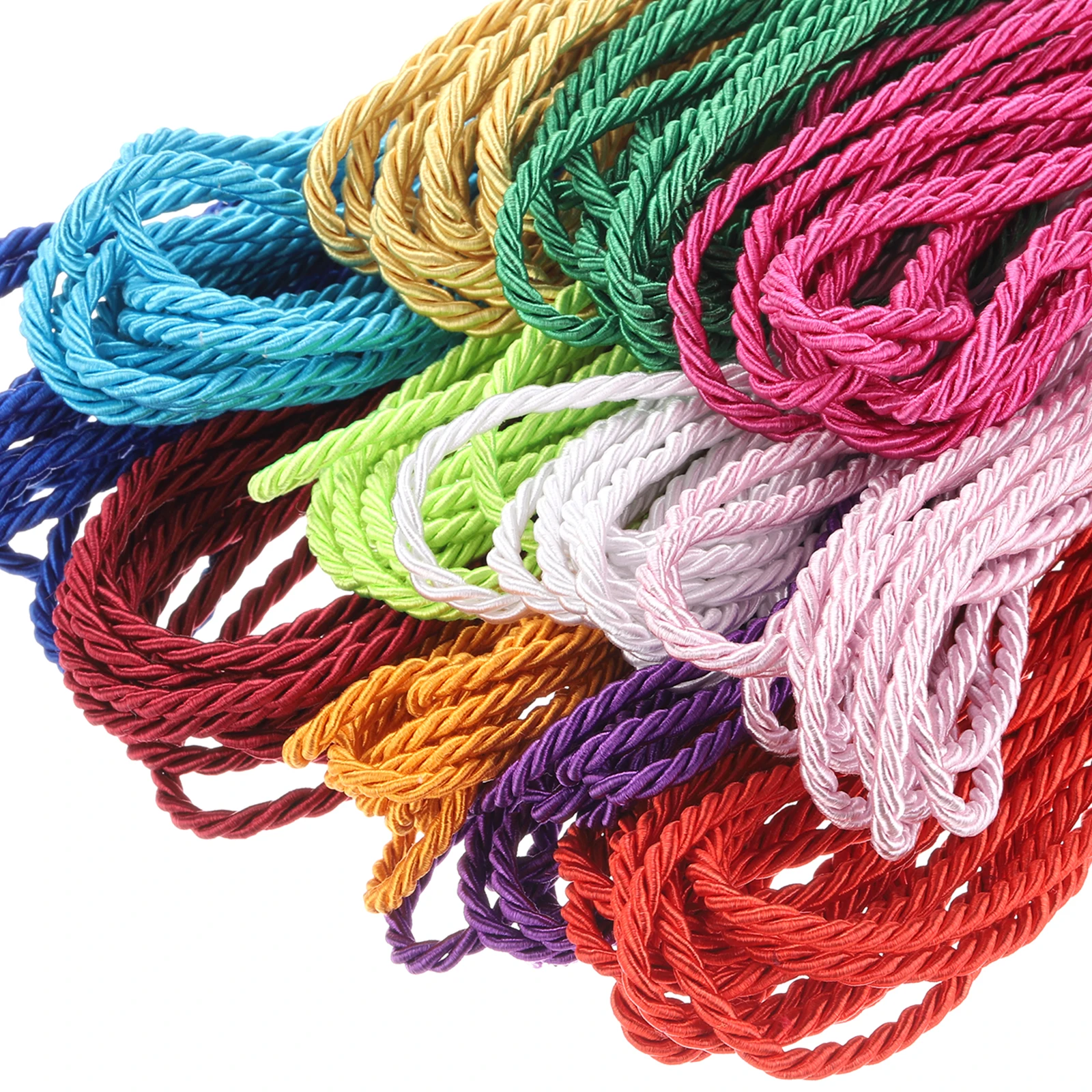Uxcell Twisted Cord Trim 5 Yard 3mm 3-Ply Twine Braided Rope Shiny Thread String for Craft Gift Bag Curtain Christmas Decor