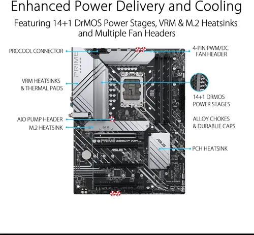 Imagen 2 del producto ASUS Prime Z690-P WiFi placa base LGA 1700 Intel Z690 DDR5 192GB PCIe 5,0 M.2 Wi-Fi 6 ATX compatible con I9-14900 I5-14600 I5-14400