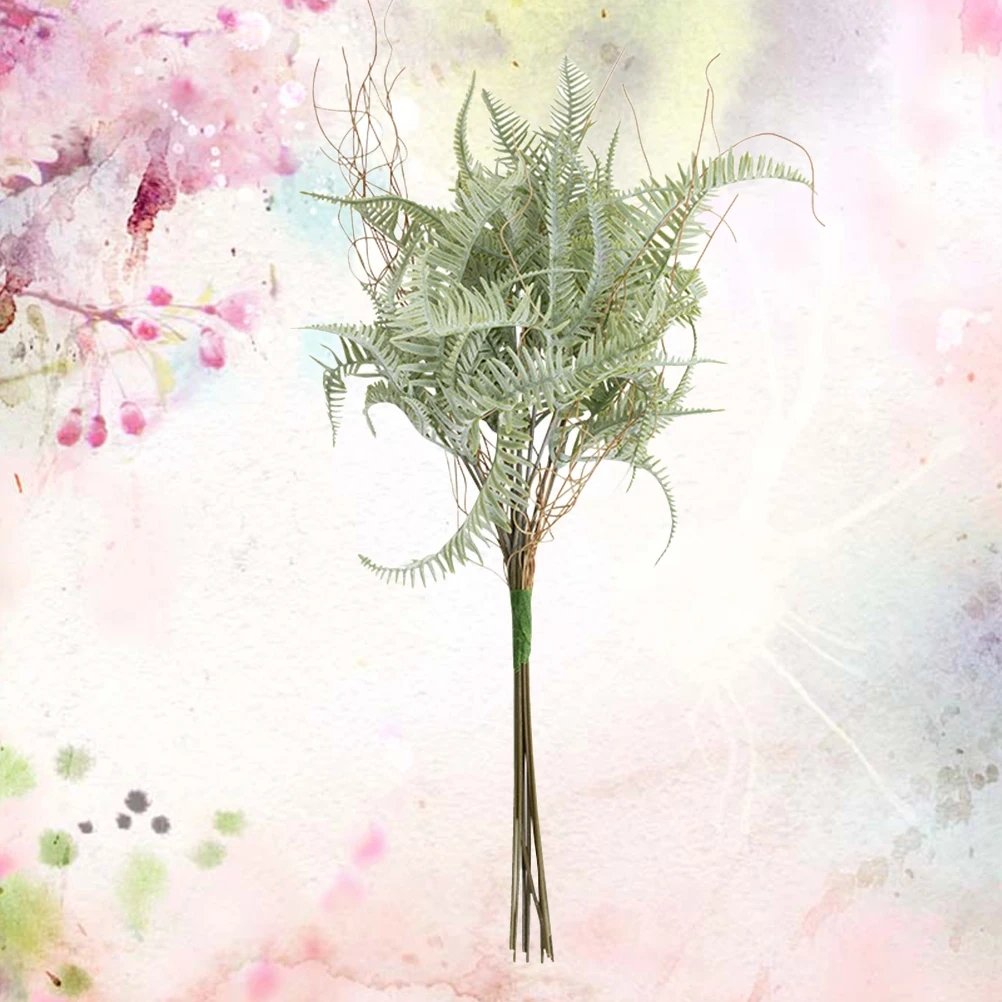 

1 Bunch Simulated Fern Leaves Ornament Realistic Green Plants Decor Flower Arrangement Supply Wedding Home Party Grey White