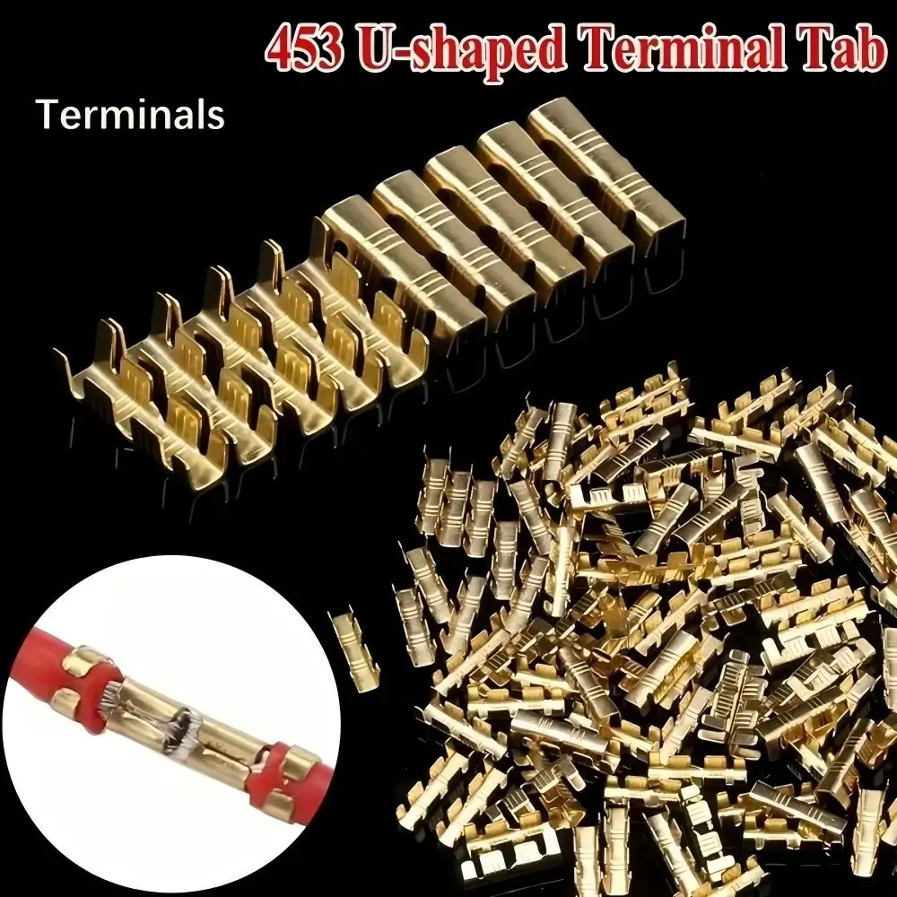 50pcs Docking Terminal U Type Terminal Tabs U-shaped Electrical Cable Connectors Tab Double Connector Terminals
