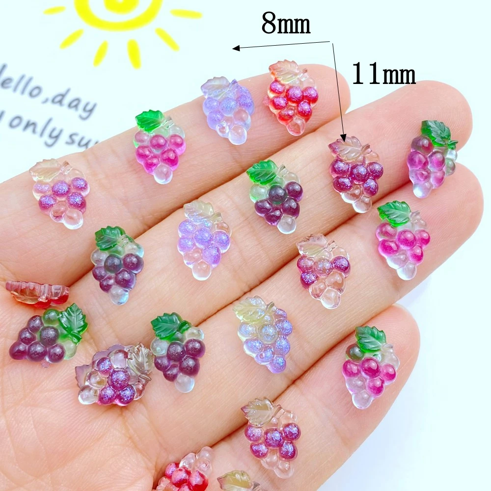 50Pcs Mini Colored grapes Resin Gem Stones DIY Nail Crafts 3D Stickers For Gel Polish Nail Accessories Multi-Colors Flower