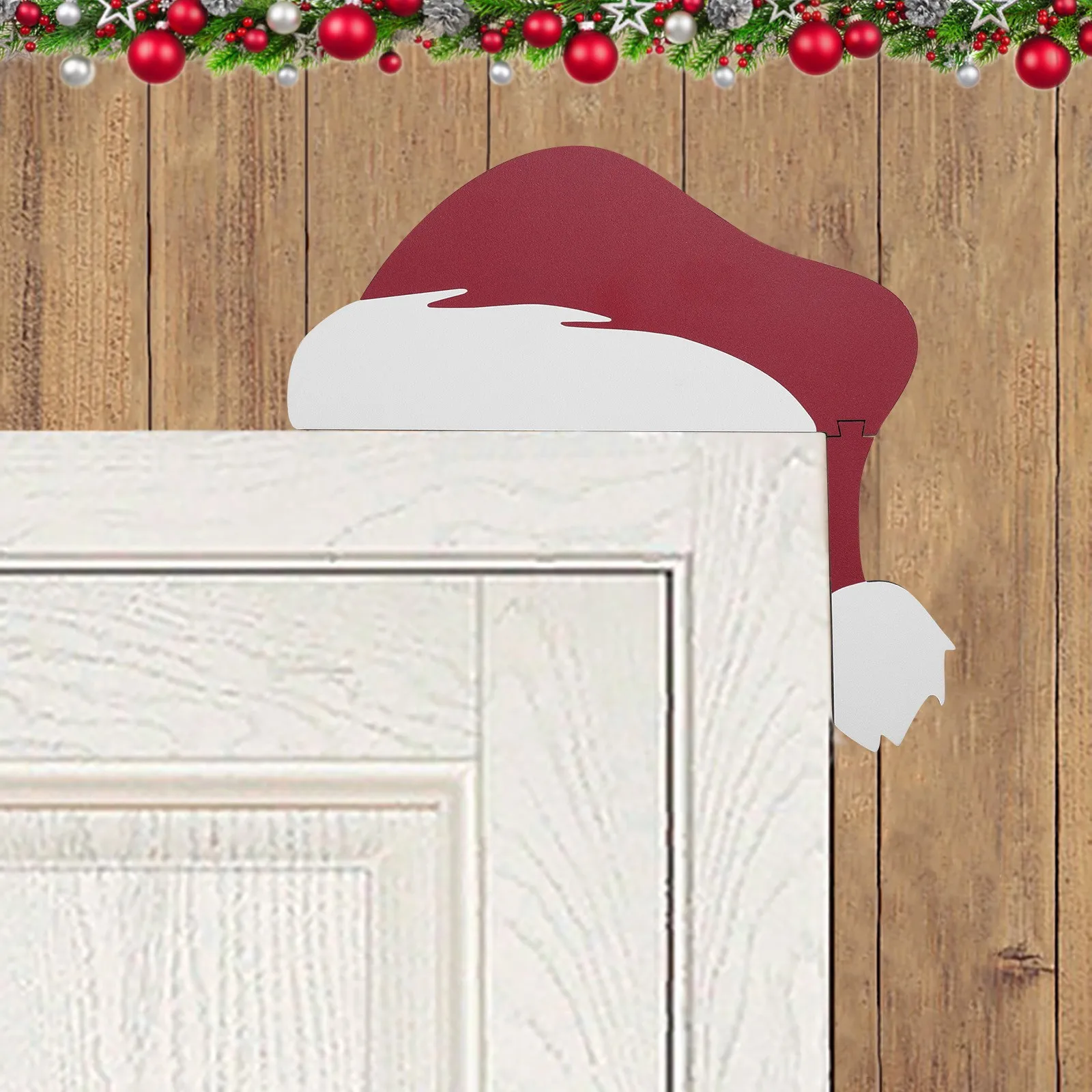 Natale babbo natale cappello pupazzo di neve porta angolo decorazione albero di natale decorazione della parete artigianato ornamento in legno decorazione del partito