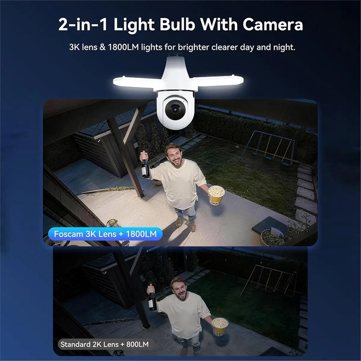 A40I E27 Light Bulb Camera, 3MP Auto Tracking Security Camera Dimmable LED Bulb, 2.4G WIfi Wireless Motion Detection Camera view 4