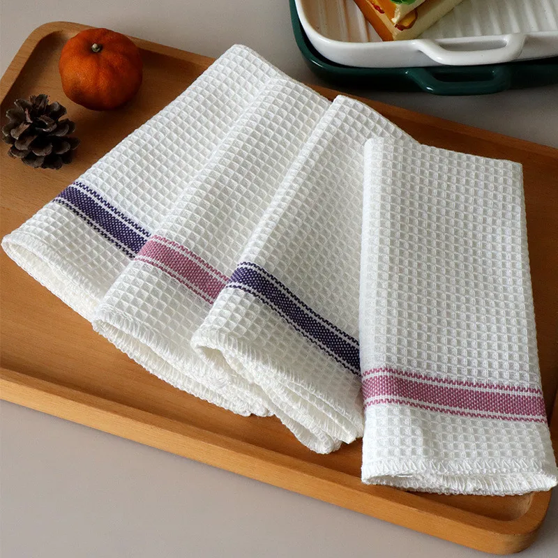 1Pc 35x35cm 100% Cotton Cloth White Waffle Dishcloth Cleaning Tool Home Kitchen Absorbent Dish Towel