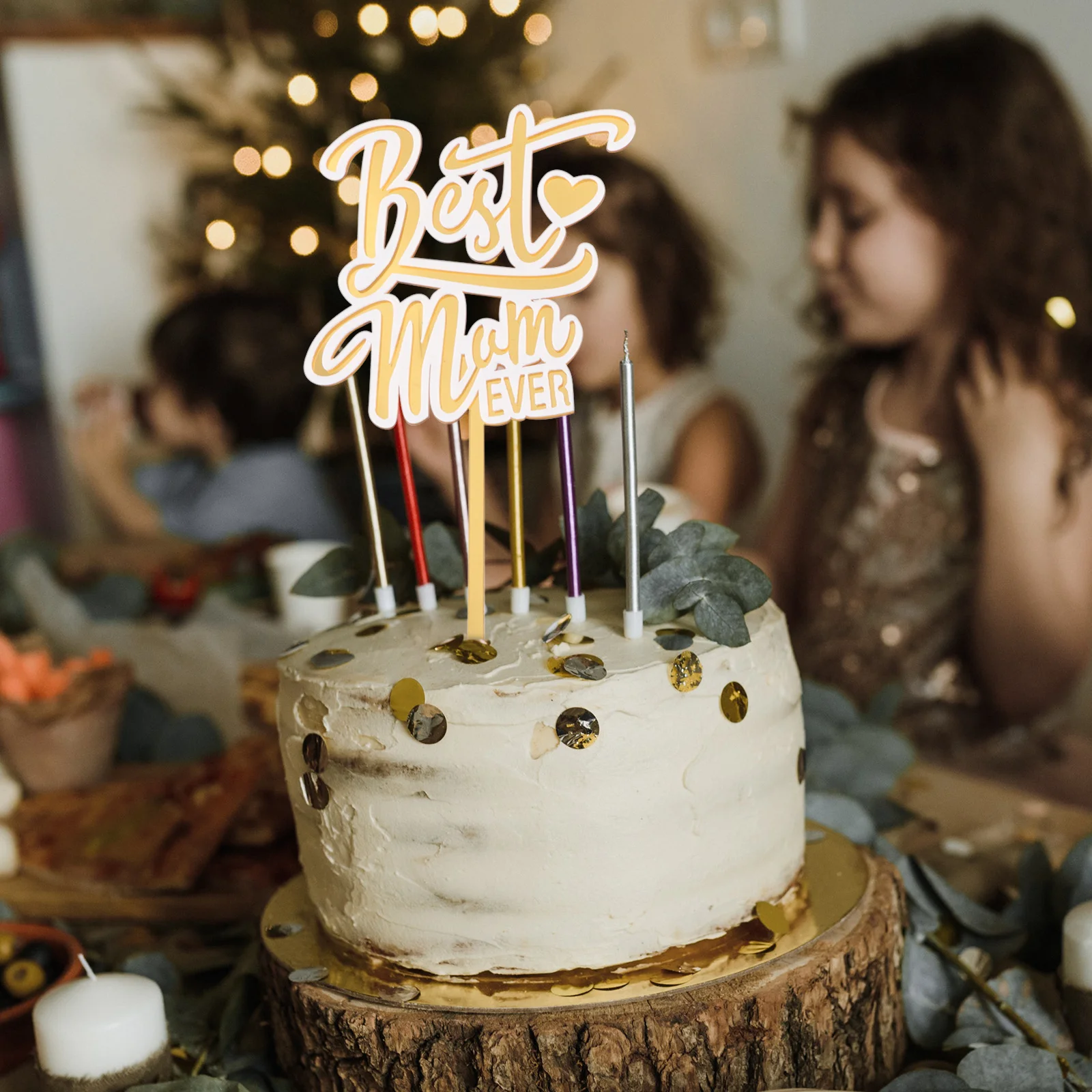 

6pcs Premium Acrylic Cake Plug-In Insert Cards Elegant Decorative Ornament For Birthday Mother'S Day Party Dessert