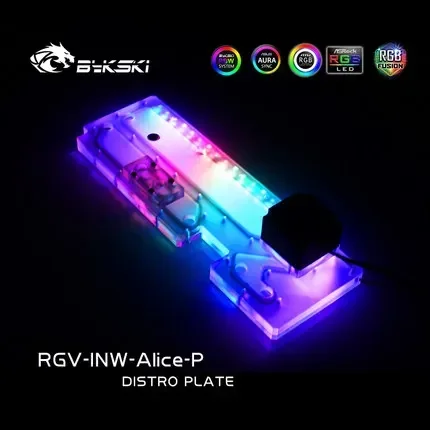 Bykski Distro Plate For IN WIN Alice Case,Water Cooling Reservoir Res Pump,12V/5V RGB SYNC, RGV-INW-Alice-P