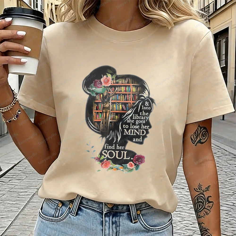 Book Reading Bookworm Book Lover Women Girls Librarian T-Shirt Harajuku Aesthetic Book Lover Tees Casual Retro Style Cotton Tops