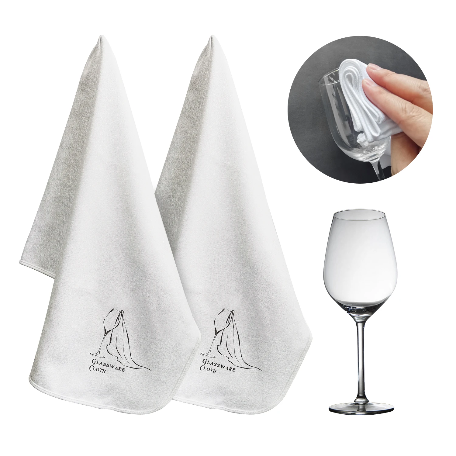 2 Pcs Glass Polishing Cloth, 20*31 In Lint-free Polishing Cloth, Large Glassware Cloth, Wineglass Clean Cloth As Best Gifts (Set