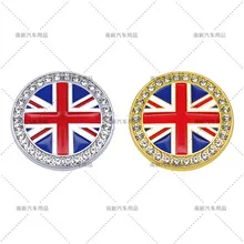 

Golden British Flag Metal Sticker Rhinestone Car Logo Modification Auto Body Decal Scratch Protector Uk Badge For Trucks