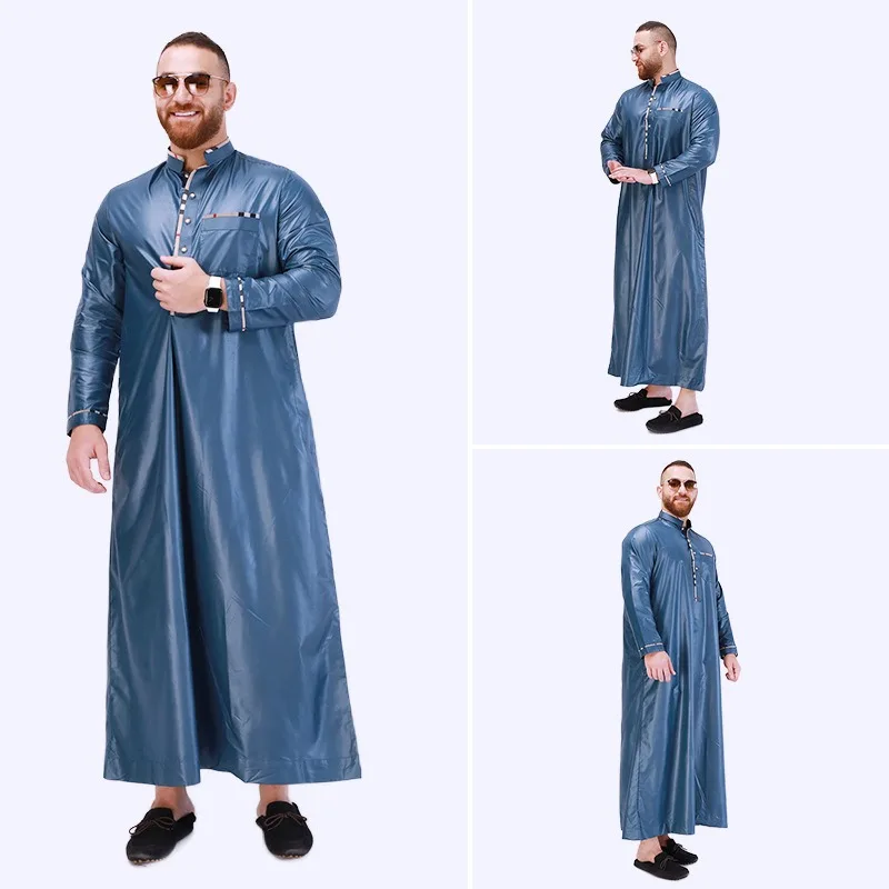 2024 Men's Muslim Abaya Noble Casual Suit Embroidered Custumes Arab Abaya