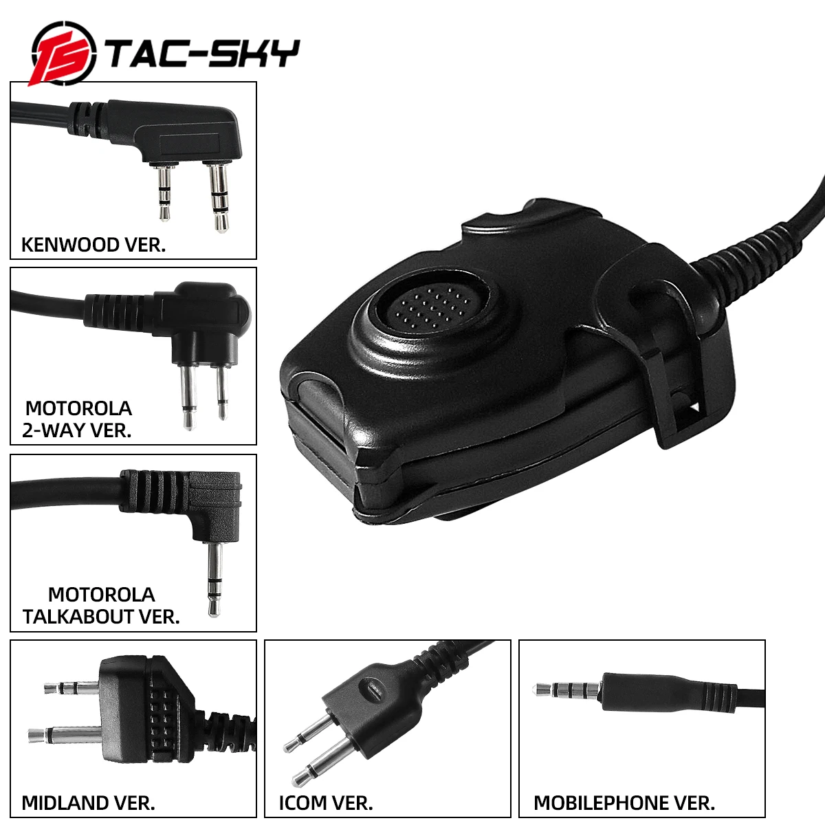 TAC-SKY auriculares tácticos U94 PTT botón walkie-talkie auriculares adaptador de enchufe Airsoft Radio militar tiro orejeras uso