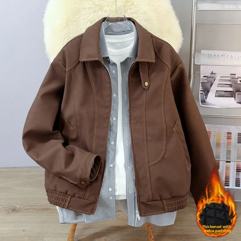 

2025 New PU Leather Jaet Men's Motorcycle Sle Thiened Cotton Inner Winter Coat Sli And Cool Vintage Feel Outerwear