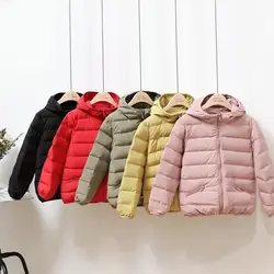 Korean Style Kids Down Jackets 2024 New Winter Seamless Hooded Children 90% White Duck Down Coats Boys Girls Puffer Outwear