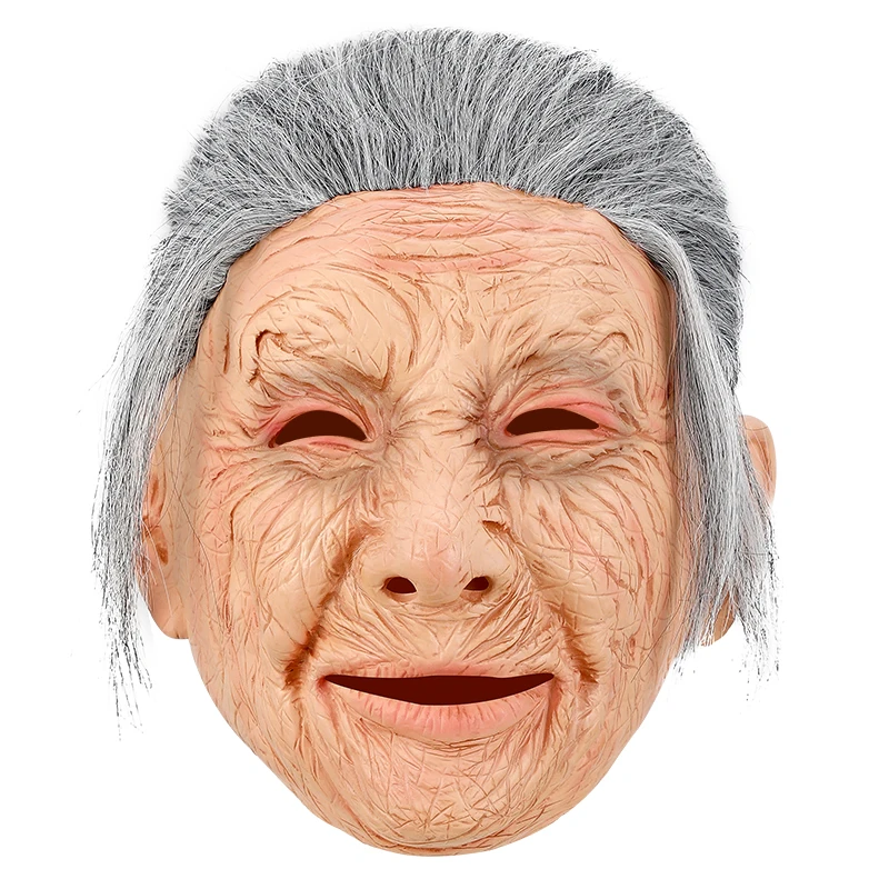 

Simulated face old lady latex mask