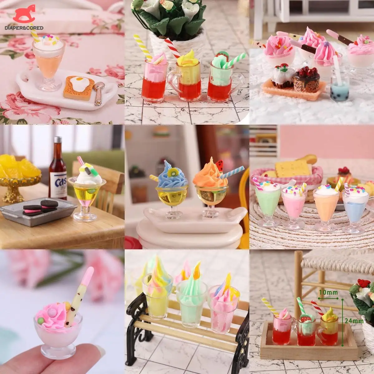 1Pc 1:12 Dollhouse Miniature Chocolate Ice Cream Cups Model Doll House Kitchen Pretend Play Food Decor Accessories