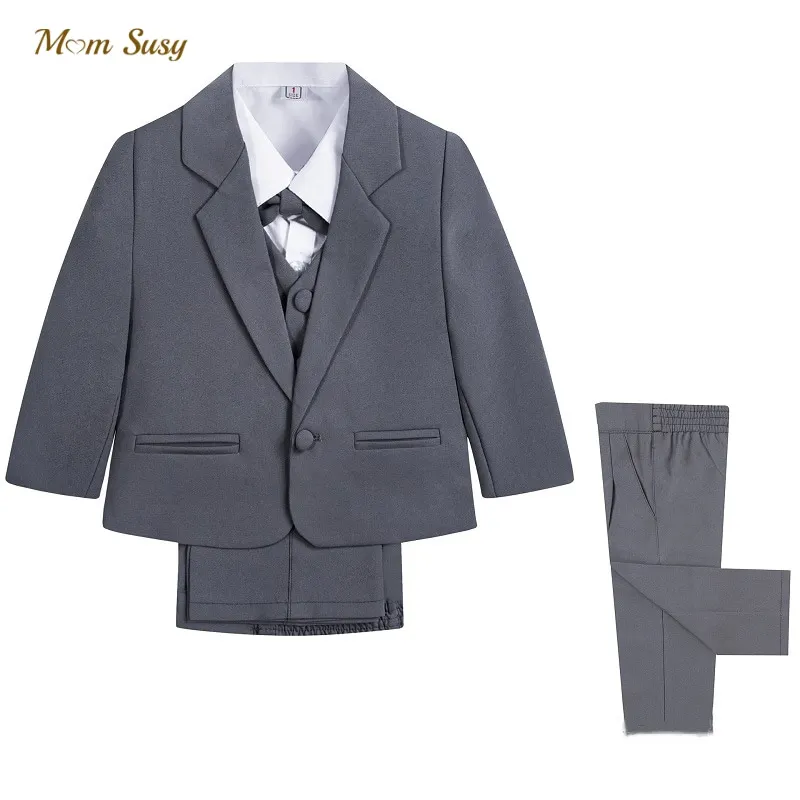 

Baby Boy Formal Clothes Set Jacket+Shirt+Vest+Bowtie+Pant 5PCS Infant Toddler Child Clothes Suit Blazer Jacket Baby Clothes 0-2Y