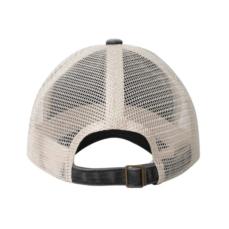 Bone Fish Graphic Print Mesh Baseball Cap Retro Washed Cotton Caps Summer Outdoor Fishing Sun Visor Hat Adjustable Trucker Hat