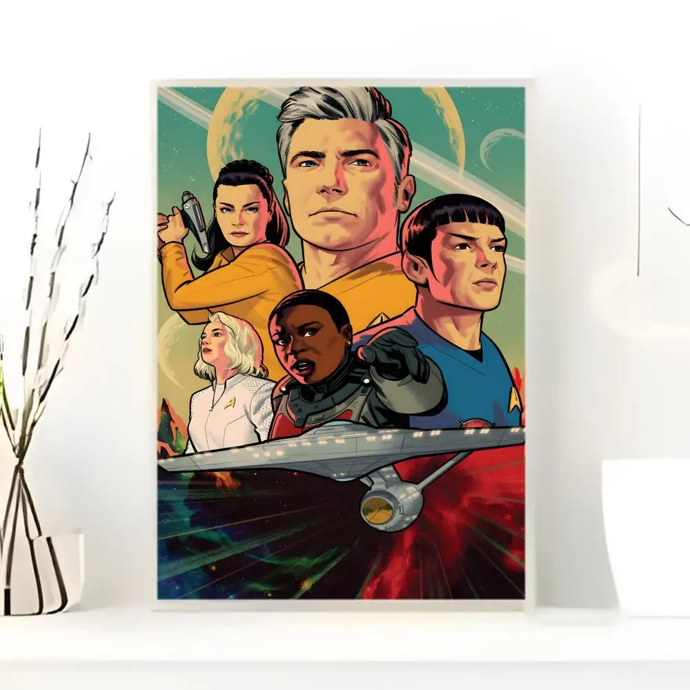 Vintage Sci Fi Movie S-Star trek Poster  Self-adhesive Art Waterproof Paper Sticker Coffee House Bar Room Wall Decor view 6