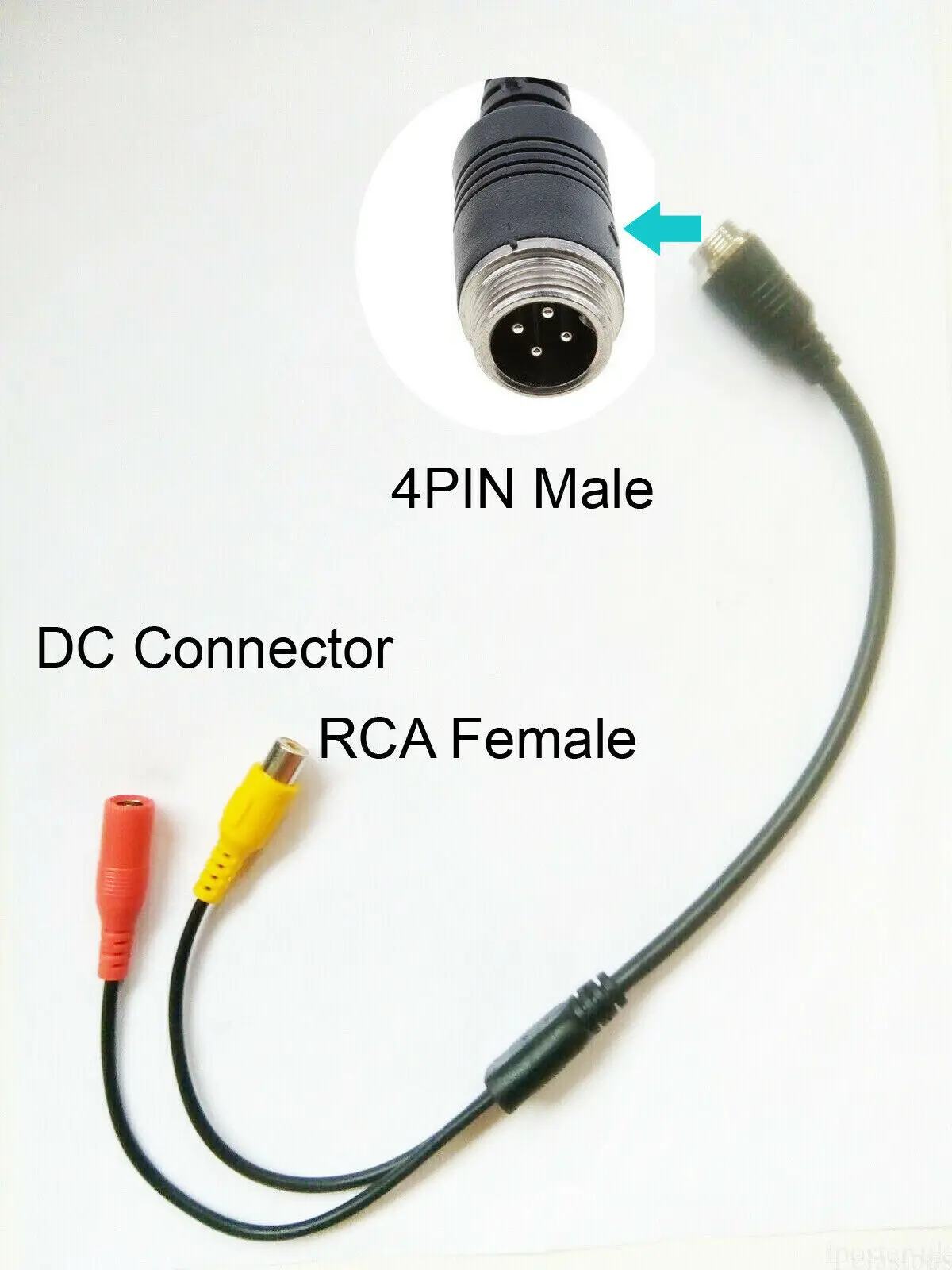 IPoster-Cabeza de aviación de 4 pines macho a RCA/CC hembra, adaptador de 4 pines a RCA, Cable de extensión para Monitor CCTV, cámara trasera de