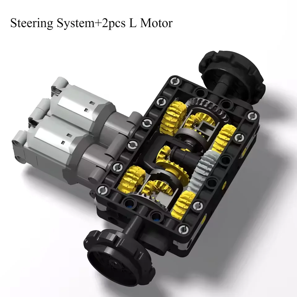 MOC-19788 Tank Remote Control Steering System Building Blocks Kit With L Motors High-Tech Power Functions STEM Toys Gift
