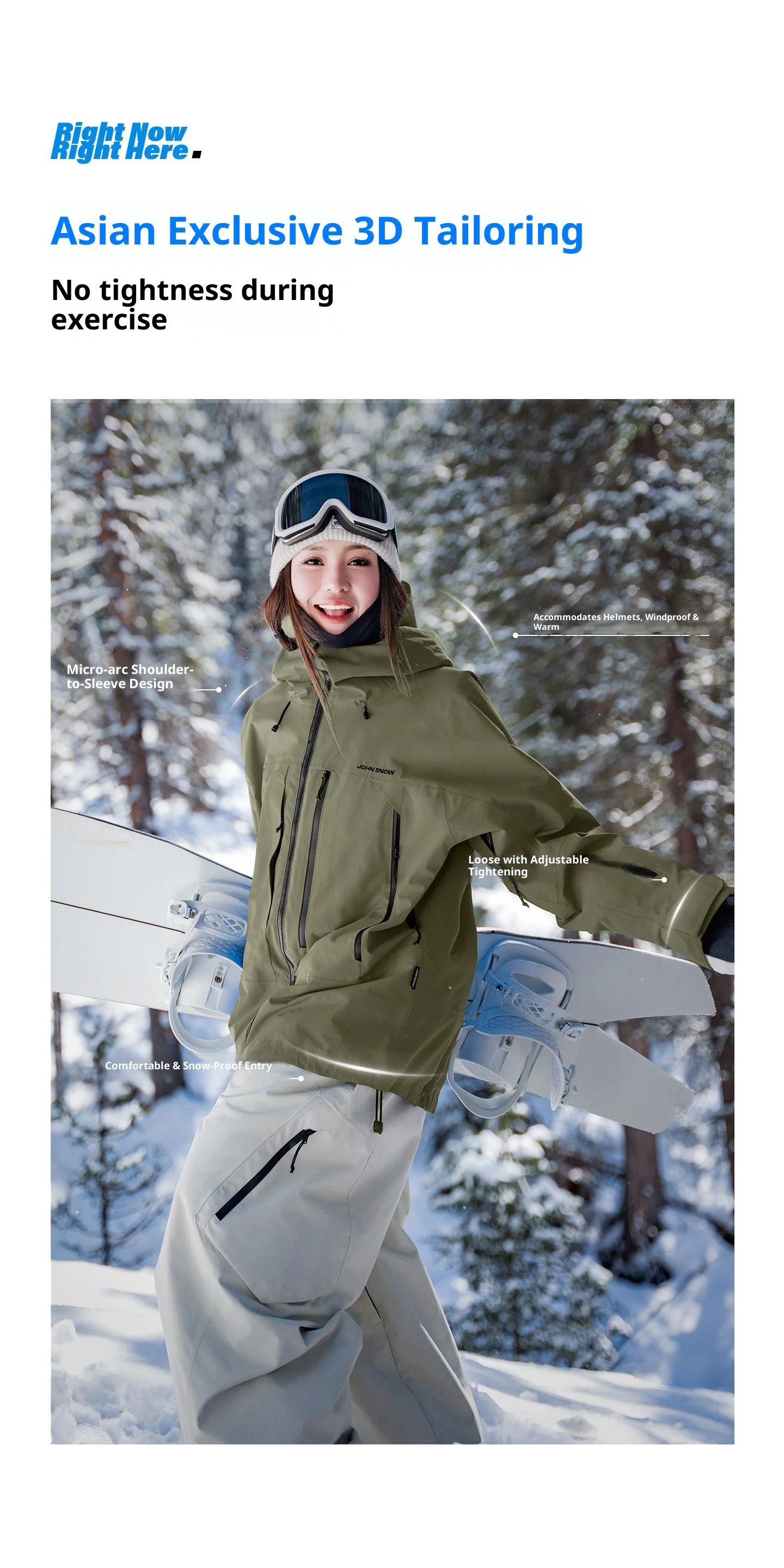 2026 John Snow Unisex Lose Skijacke Vollständig Versiegelt Wasserdicht Winddicht Warme Snowboardjacke für Männer und Frauen Winter Outdoor – Detail 7