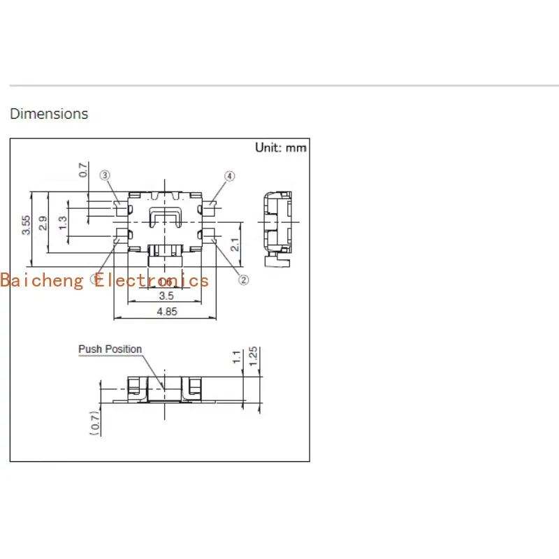 100PCS SKSCLAE010 Little Turtle Touch Patch 4-poliger Telefon-Tablet-Seitentastenschalter