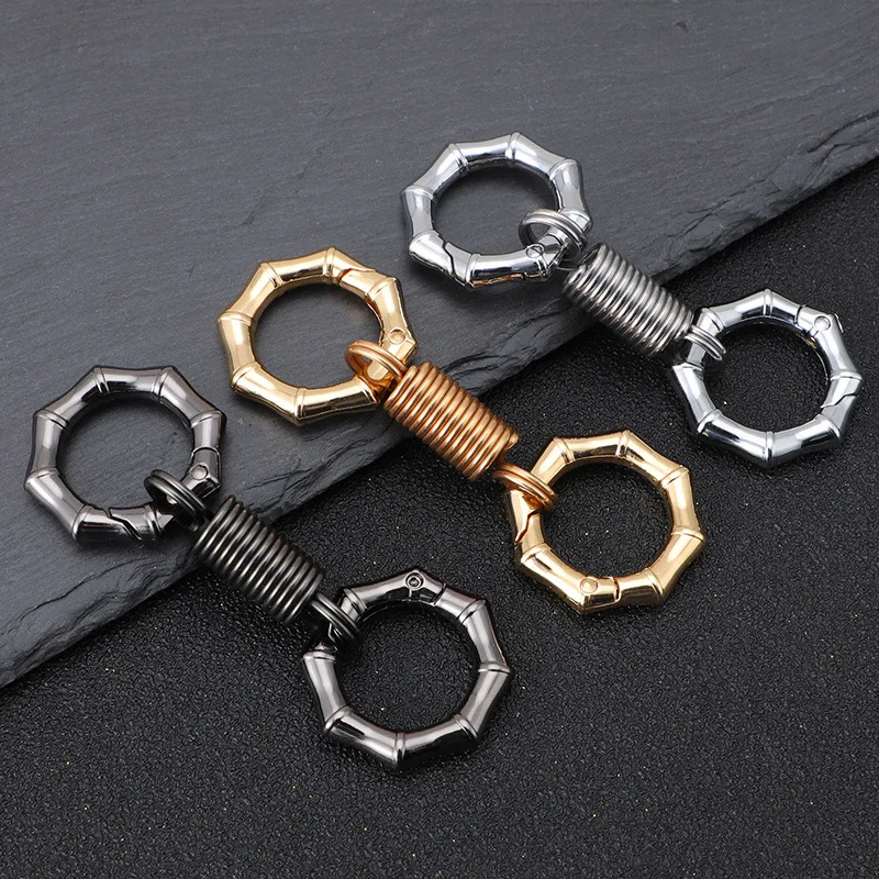 Chaveiro de metal chaveiro presente masculino anel duplo metal chaveiro cintura pendurado fivela anti-perdido chaves titular ferramentas edc chaveiros do carro