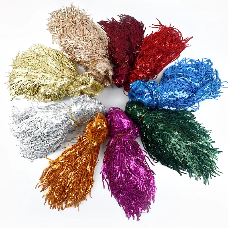 

2/5/10Yards Meetee 20cm Sequins Fringe Ribbon Glitter Tassel Lace Latin Skirt Decor Tassels Fabric DIY Garment Sewing Accessory