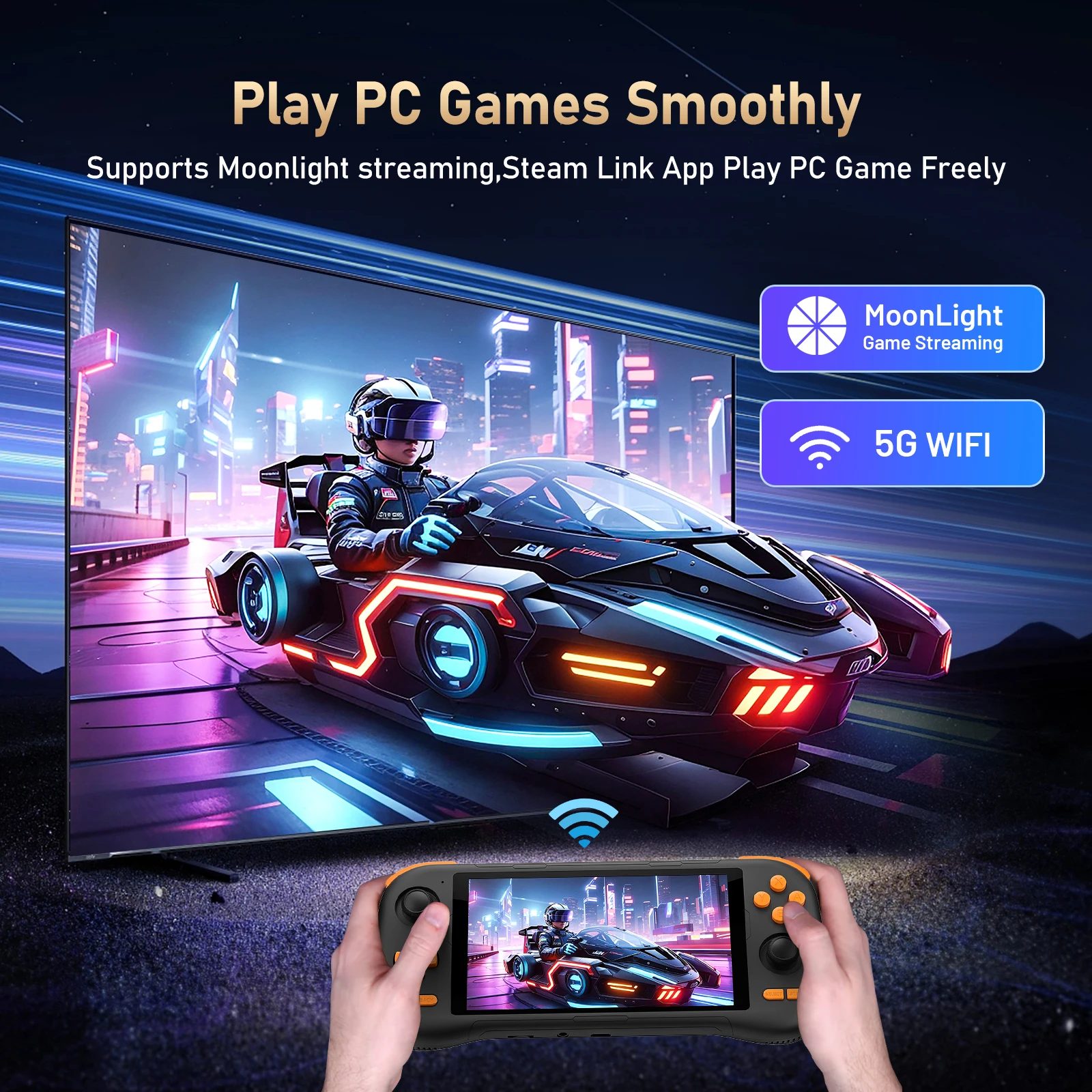 وحدة تحكم BOYHOM Super K56 Android 14 وحدة تحكم ألعاب محمولة 5.5 بوصة تعمل باللمس 5000 مللي أمبير في الساعة مع 50+ محاكيات 128 جيجابايت