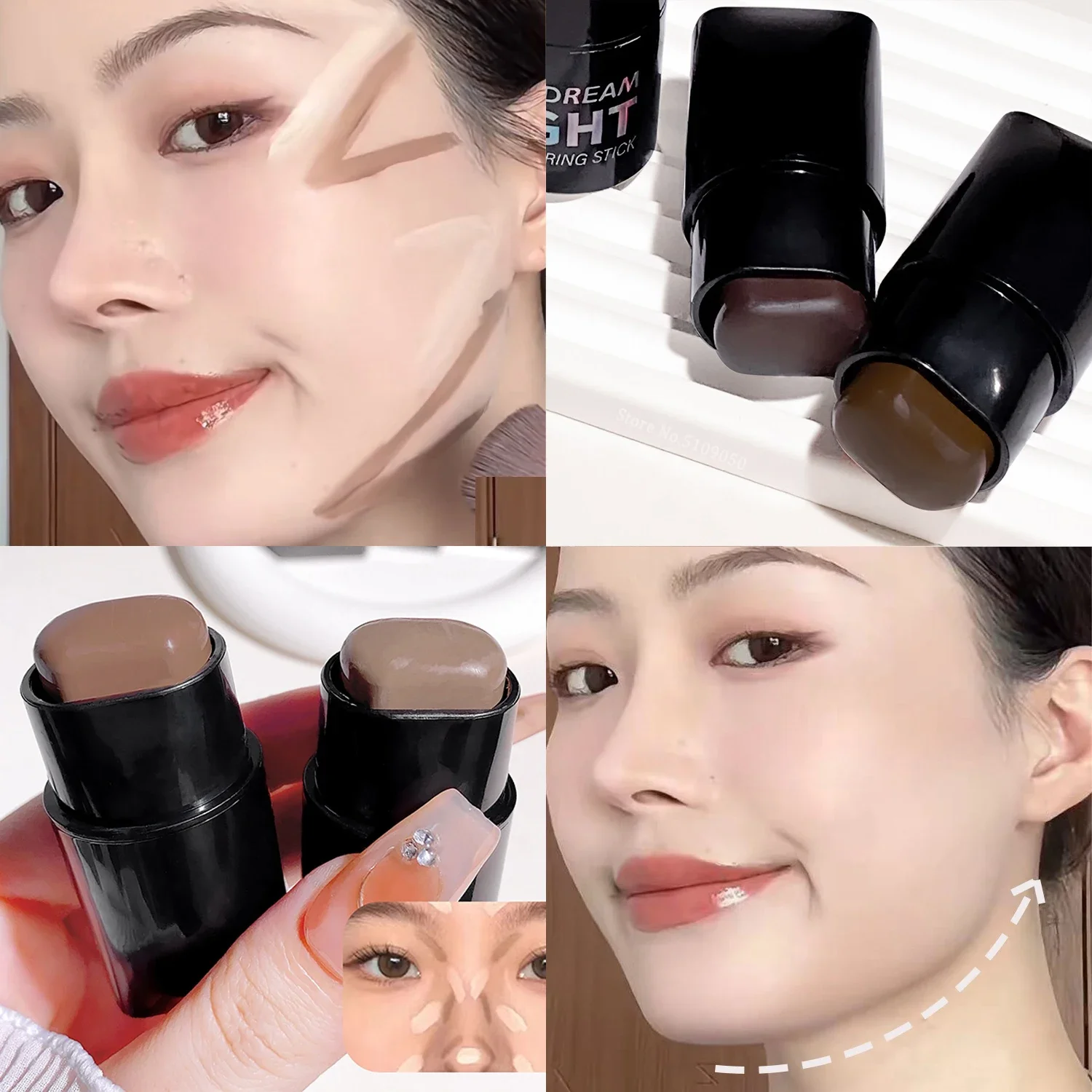 Square-head Face Contouring Stick Bronzers Enhances Three-dimensional Contour Nose shadow V Facial Shape Brighten Trimming Stick