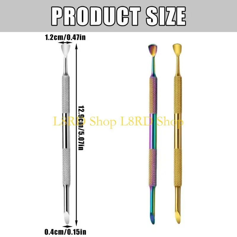 مزيل الجلد الميت برأسين من الفولاذ المقاوم للصدأ L8RD منظف الأظافر #6