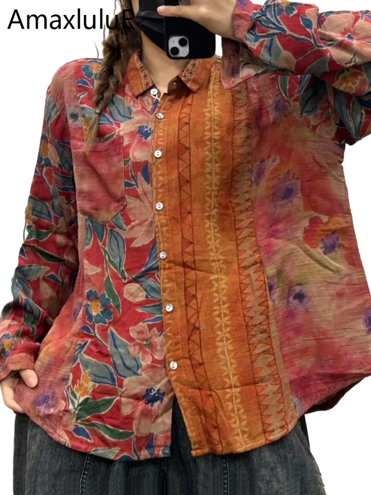 

Amax LuluE 2026, весенние классические рубашки с цветочным принтом, женские винтажные топы в китайском стиле, женские роскошные модные блузки для отдыха