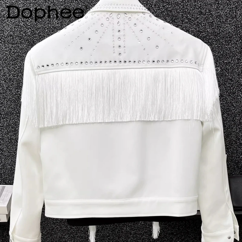 

High-end Rhinestone Suit Collar Jackets Men 2026 Spring New Fashion Tassel Small Fragrant Jackets Male Handsome Stylish Coats