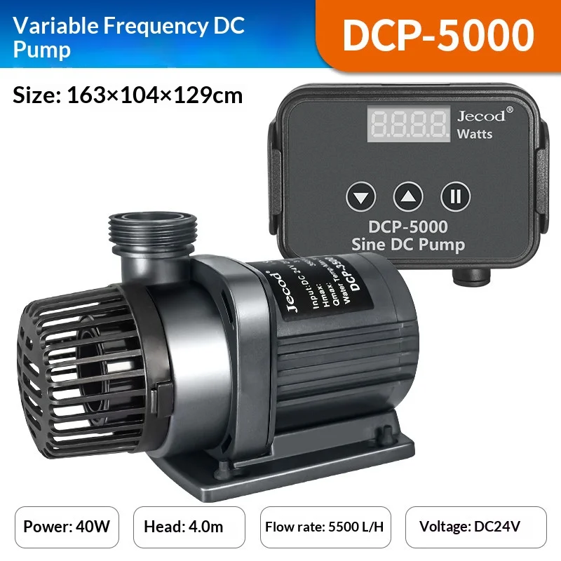 Jebao Jecod DCP-serie aquariumpomp met sinusgolf, variabele frequentie, geluidsarme DC-onderwaterpomp, instelbare stroomsnelheid.