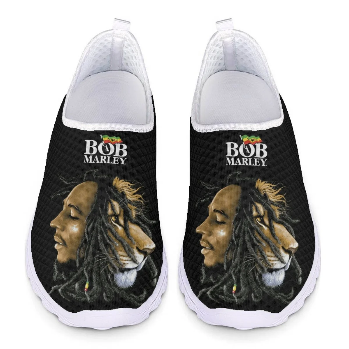 Cool Bob Marley and Lion Print Man Flat Shoes Breathable Slip-on Mesh Sneakers Shock Absorption Casual Tennis Beach Loafers 2023