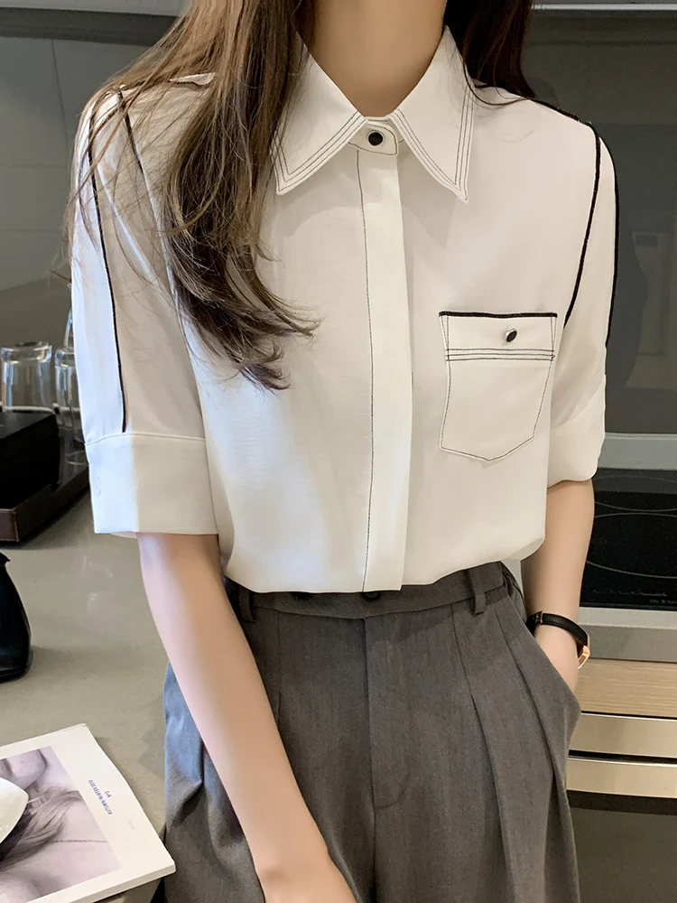 

Faionable Chiffon irt Women's ort Sve 2026 Summer New Design Sensation Small ence Ele Profional Top