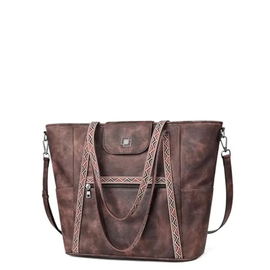 

FADEON Large Laptop Tote Bag for Women Designer Leather Laptop Bag Fashion Travel Backpack Purse Shoulder Handbag