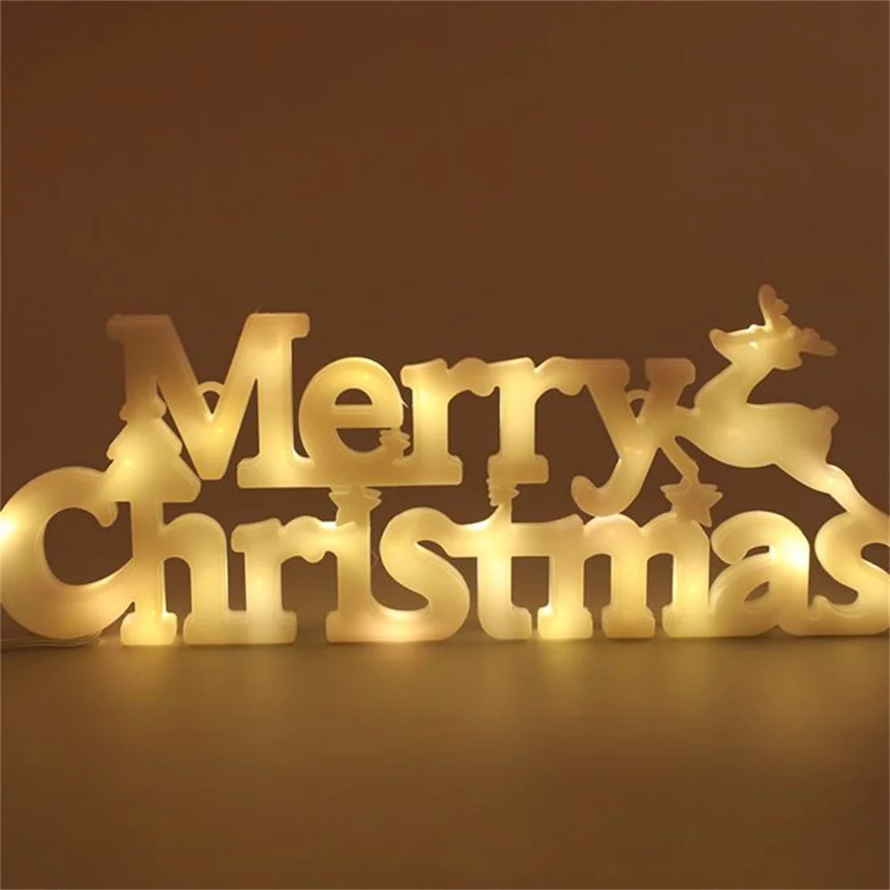 Christmas Decoration 2024 New Year Xmas Merry Christmas Led Letter Sign Light String Night Lamp Home Decoration Navidad Decor