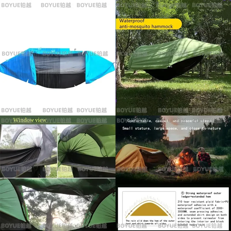 Portable Camping Mosquito Net Hammock Outdoor Garden Travel Sleeping Hanging Hammocks Swing With Waterproof Tent Awnings