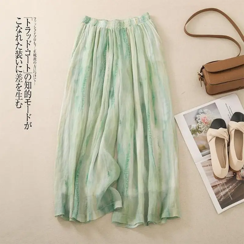 

Straight Pants Drape Fabric 2026 Casual Summer Gradient Striped Korean Style Trousers Women Clothing Pleated Flowing Baggy Pants