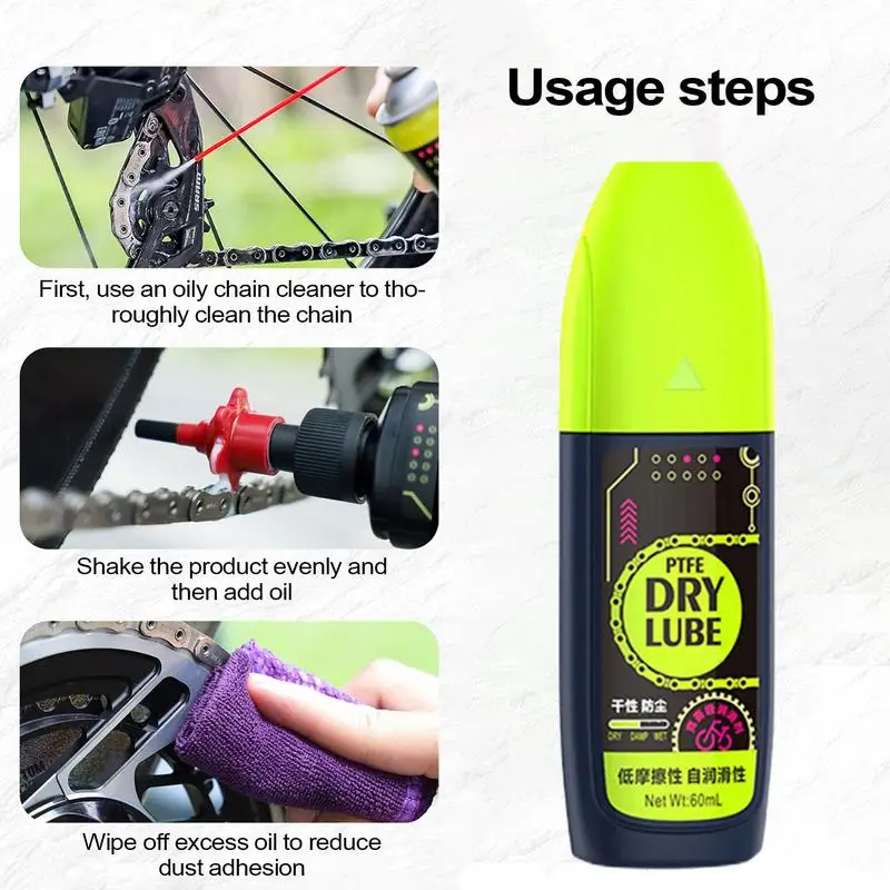 Bicycles Chain Lubricant Bikes Chain Lub 60ml Dry Lubricant Maintenance Tool Fast Drying Motorcycle Lube For Outdoor Cycling