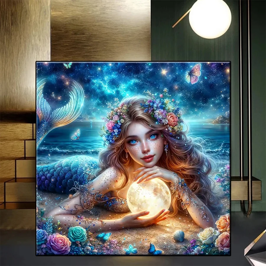 

Новый набор для алмазной вышивки 5D: Звездная ночь, пляж, русалка. Картина-мозаика для самостоятельного изготовления.
