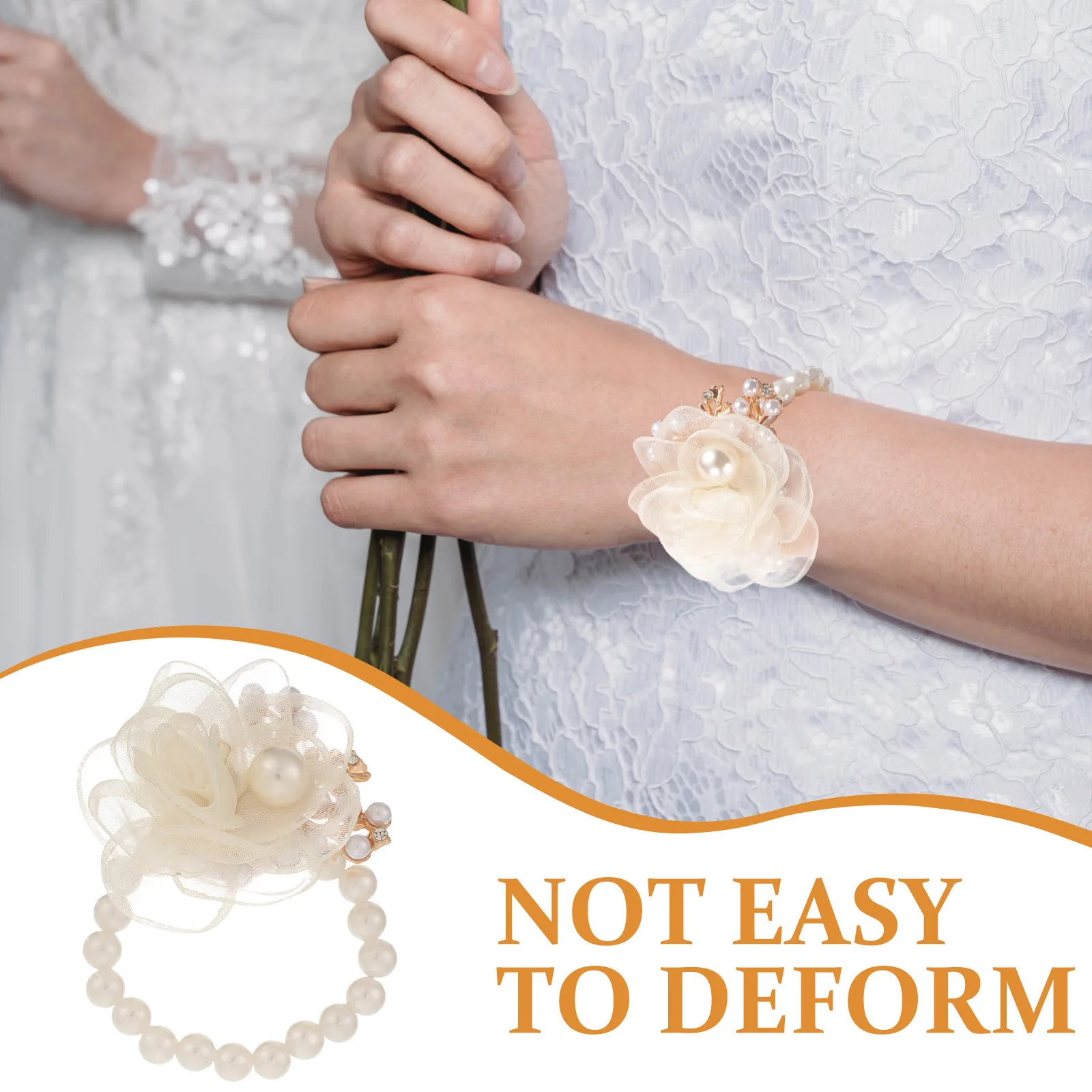

Bridesmaid Pearl Wrist Flower Beautiful Wedding Corsage Bracelet Bridal Wrist Decoration Corsage Bracelet Bride Wristband Decors