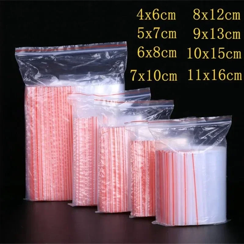 

500-100Pcs Thickened Zipper Sealing BagsFood, candy, jewelry packaging Reclosable Vacuum Storage Bag Zipper plastic storage bag