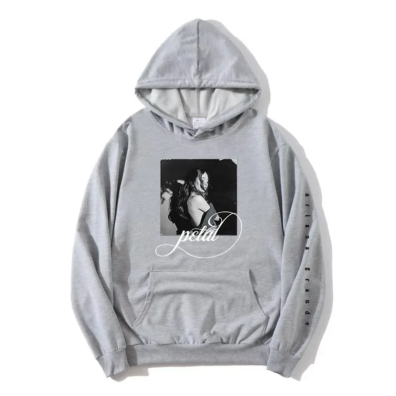 Fall/Winter Men's Hoodie, Designed by Singer Ariana Grande, Printed Sweatshirt, Fleece Long-Sleeved Hoodie, Unisex Streetwear