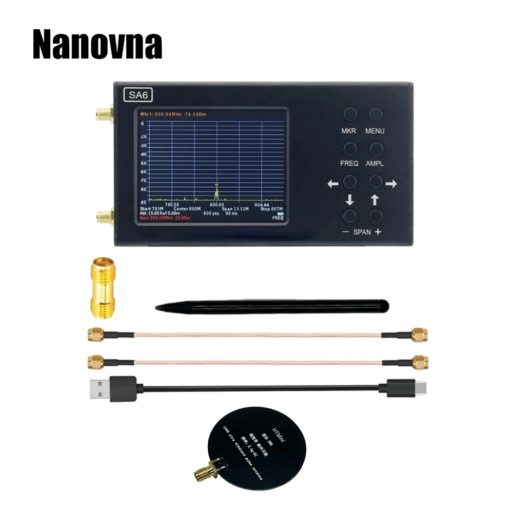 Nanovna SA6 Spectrum Analyzer 6GHz RF Handheld Frequency HTMini Log Periodic Antenna EMI Test Provide PC Software Portable