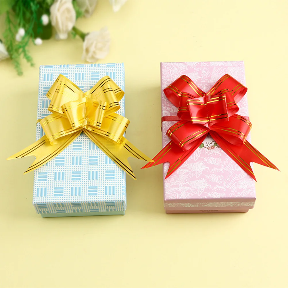 

20Pcs Golden Side Pull Bows Fast Gift Decoration Perfect for Wedding Car Gift Boxes Christmas Candy Bags String Bows