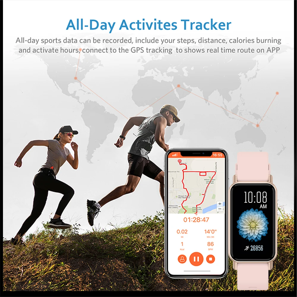 GEJAN Women Smart Watch 1.45 inch 172 * 320 AMOLED With Built-in Heart Rate Health Monitoring Bluetooth Call IP68 GPS Trajectory