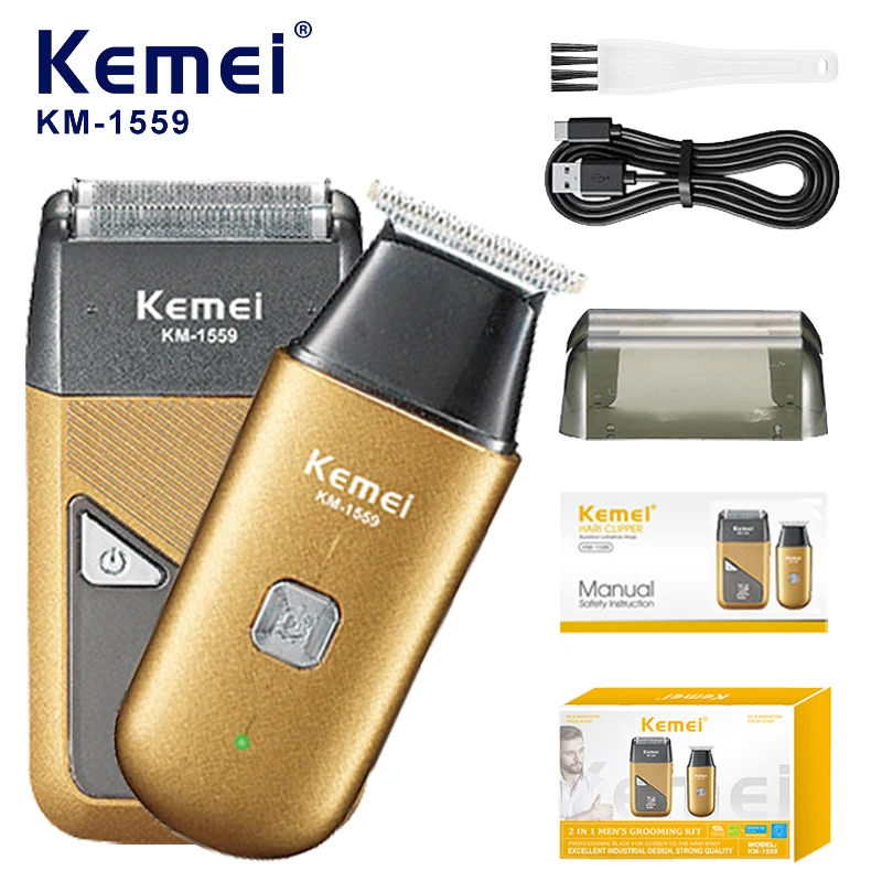 

KM-1559 Электрическая машинка для стрижки волос и набор для бритья Портативная USB-зарядка Маленькая сабельная мини-бритва Машинка для стрижки волос